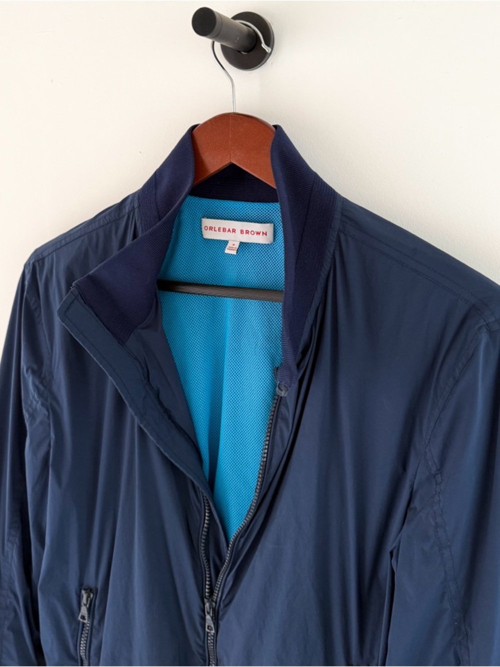 Orlebar Brown Windbreaker Bomber Jacket Spring Navy Blue Men's Size M - Picture 8 of 14